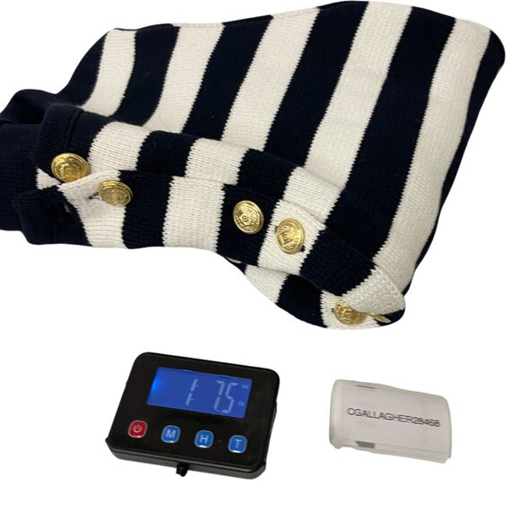 Zara Womens Cardigan Size M Navy Blue White Striped gold Button 6427/022 NWT - Picture 16 of 16